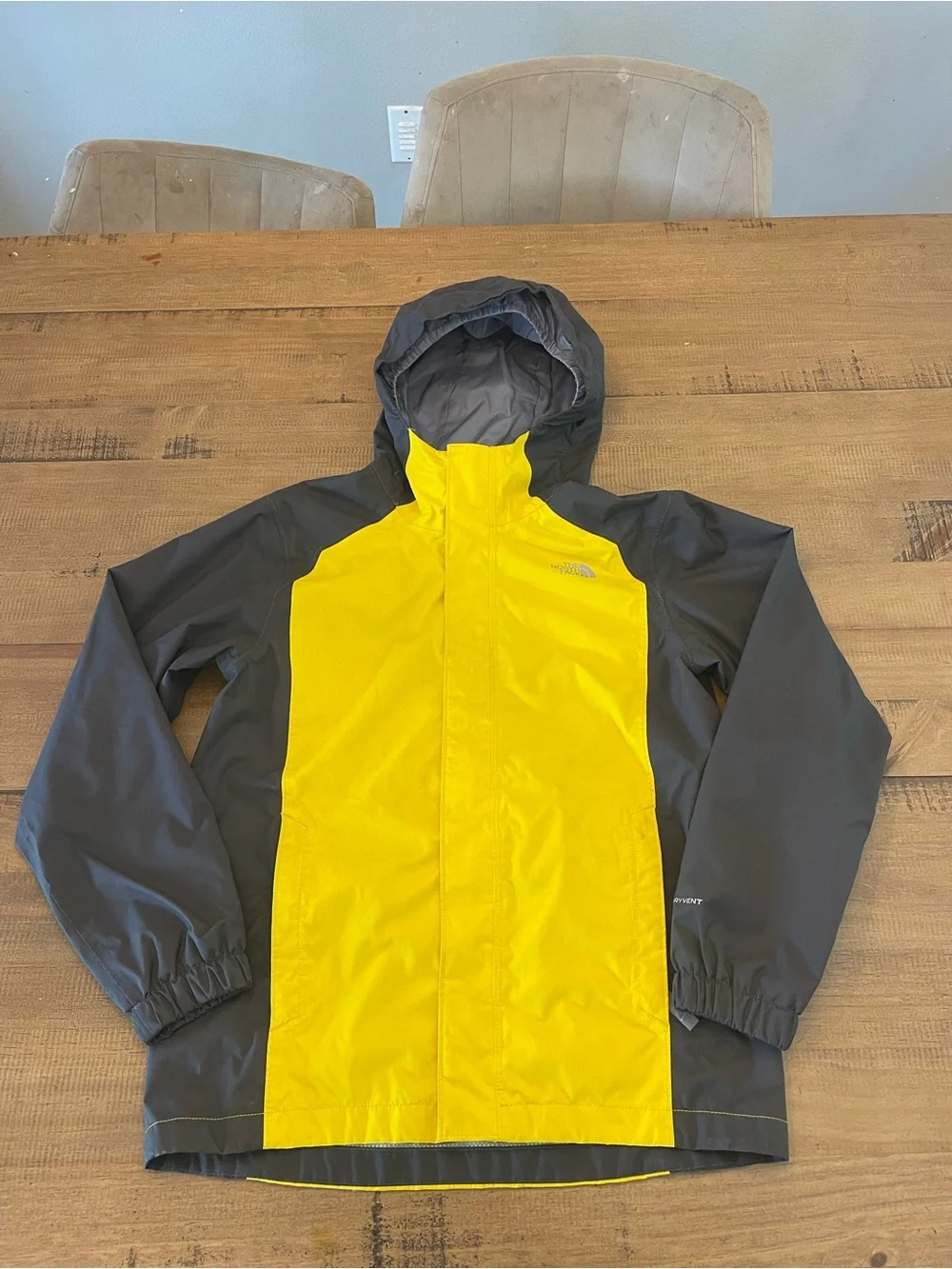 The North Face Kids' Yellow & Black Waterproof Hooded Jacket